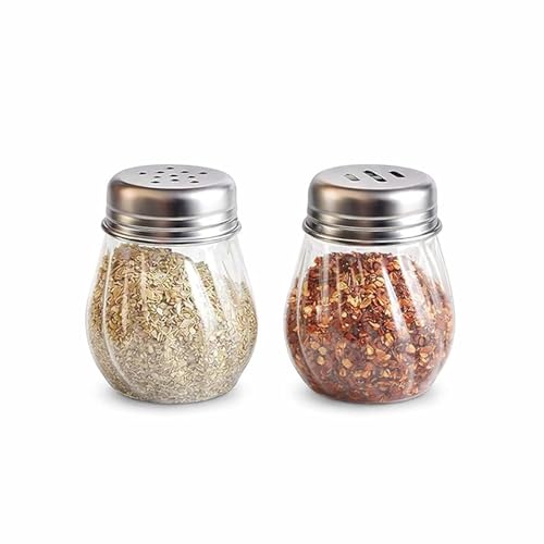 Image of Oblivion Spice Box 2 Pc - Oregano & Chilli Flakes Dispenser Set - Unbreakable Plastic Spices Shaker with Stainless Steel Lid - BPA-Free & Reusable Easy Pour Seasoning Jars for Dining Table