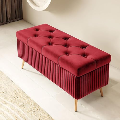 Puf contenedor rectangular, baúl contenedor para interior/dormitorio, banco, taburete contenedor de madera, banco contenedor de entrada, puf contenedor con patas (tamaño: 120 cm, color: M)