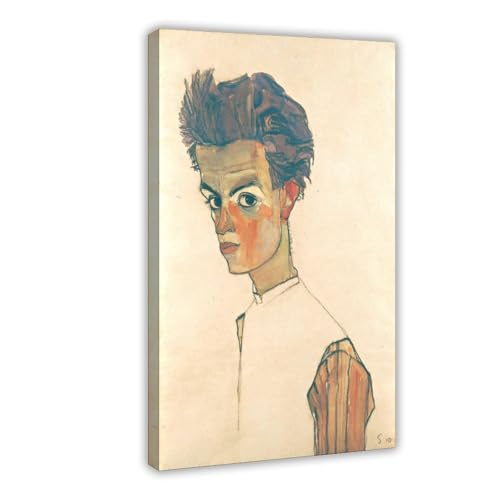 Toile Egon Schiele autoportrait de haute qualité pour salon et bureau 50x75 cm