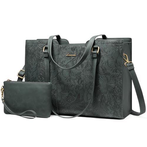 Image of LOVEVOOK Laptop Bag for Women - Waterproof Work Bag for Women & Vintage Laptop Tote Purse with Wristlet