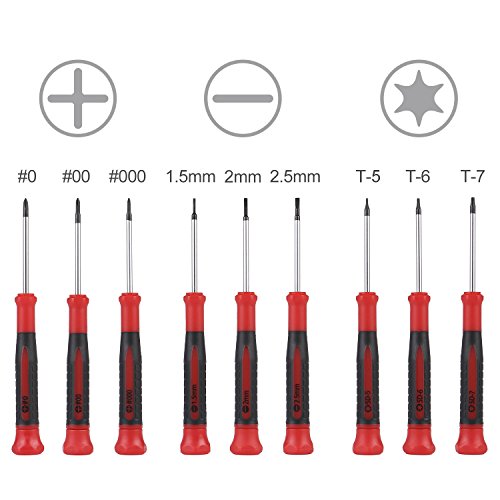 Efficere SD-002 9-Piece Precision Screwdriver Set | Phillips #0, 00, 000 | Flat 1.5Mm, 2.0Mm, 2.5Mm | Torx T5, T6, T7 | Durable Chrome Vanadium Steel Shaft thumb #2