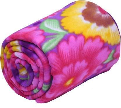 Bezzilish Home Floral Double Bed Size Fleece Blanket- Pack of 1 (Polyester, Multicolor)