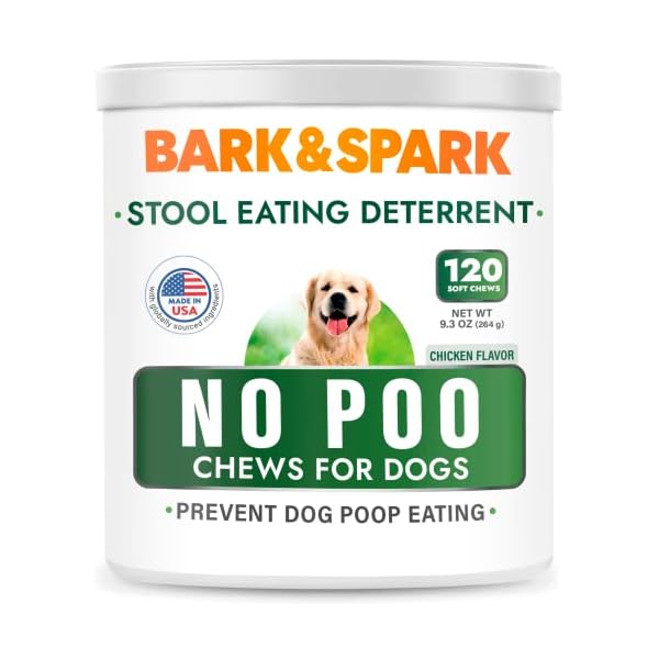 NO-Poo-Treats-Prevent-Dog-Poop-Eatng-Coprophagia-Treatment-Stool-Eating-Deterrent-Probiotics-Enzymes-Digestive-Health-Breath-Aid-120-Soft-Chews-USA-Made Coprophagia Treatment Soft Chews - Prevent Dog Poop Eating Solution
