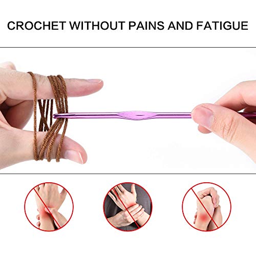 22 Pcs Aluminum Crochet Hooks, Knitting Needles Craft, Weave Yarn Set 0.6-6.5mm [Pink] - Thumbnail 4