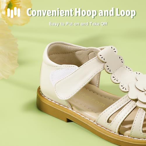 Image of Hehainom Toddler Girls Sandals Closed Toe Flats Dress Sandals Summer Flower Kids Shoes