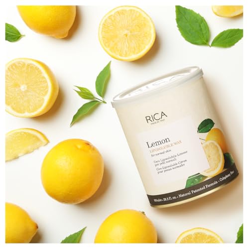 Image of Rica Lemon Liposoluble Painless Hair Removal Wax For Men & Women| Quick & Easy Tan Removal Waxing for Normal Skin| 800 ml, Pack of 1