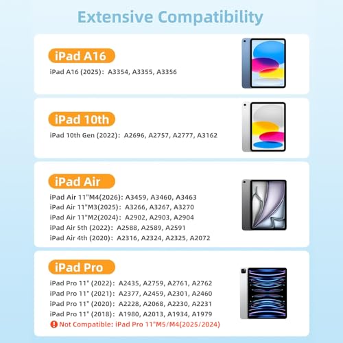 Image of Akkerds for iPad A16 Case with Keyboard - 7 Colors Backlit Keyboard for iPad 10th Generation /iPad Air 11 Inch - Wireless Folio Cover for iPad Air 10.9 Inch /iPad Pro 11 Inch 2022 /2021 /2020 -SkyBlue