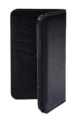 DOC ARTISAN | Artisan Wallet | Case for iPhone 7/8/SE | Black | Genuine Leather Wallet Case, Protective, Flip Cover, Card Holder Slots, Magnetic Inner Case, Wireless Charging