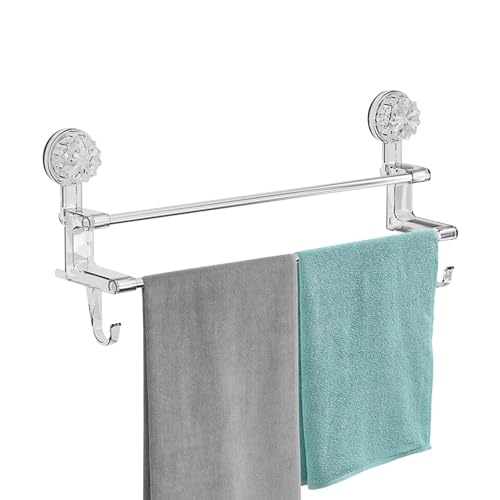 Porte-serviettes mural double barre inox à ventouses pour cabine de douche - 2