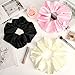 9.5 inch Silk Scrunchies - Jumbo & Giant Satin Scrunchies - Thick Elastic Fluffy Hair Ties for Women & Girls - 3 Pack (Black, Pink, Ivory)