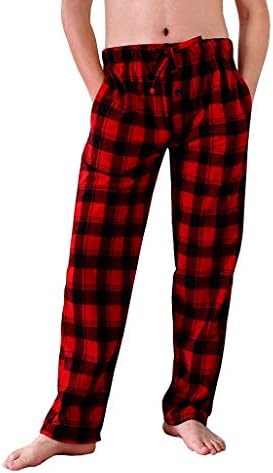 Different Touch Men's Pajama Lounge Pants Bottoms Fleece Sleepwear PJs with Pockets Big & Tall (4XL, Red Buffalo Plaid)