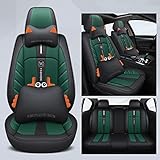  Funda Asiento Coche Polipiel Universal para Opel Signum/Sintra/Speedster/Tigra/Vectra/Vivaro A/Vivaro B/Vivaro C/Vivaro C Platform Cabin/Zafi(Size:Con Reposacabezas y Soporte Lumbar,Color:Verde negro)