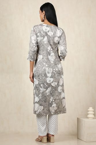 Image of Soch Womens Rayon Botanical Kurta Set With Zari