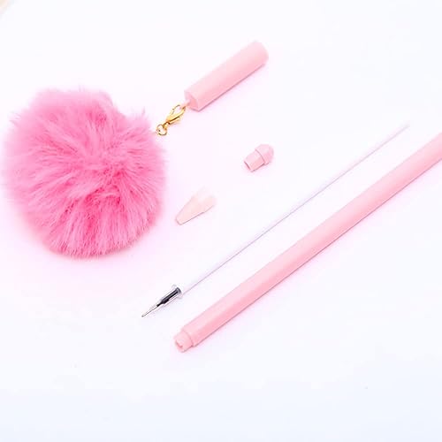 Miniatura 9 de 12 bolígrafos divertidos a granel Kawaii de felpa con pompón en la parte superior, bolígrafo de gel novedoso, papelería estética, rollerball de