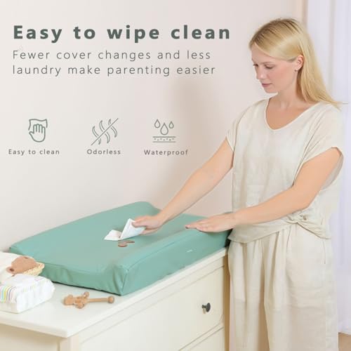 Vegan Leather Baby Changing Pad Covers for Girl, Boy, Waterproof & Wipeable Soft Diaper Changing Mat Cover.Fits Standard Changing Pads with Dimensions of 32\" x 16\".