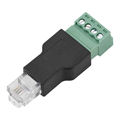 Adaptateur de borne à vis RJ11, Interface mâle 6P4C RJ11 vers HUB 4 Broches, convertisseur de Verrouillage de borne avec boîtier en Plastique Robuste, adaptateurs de connecteur