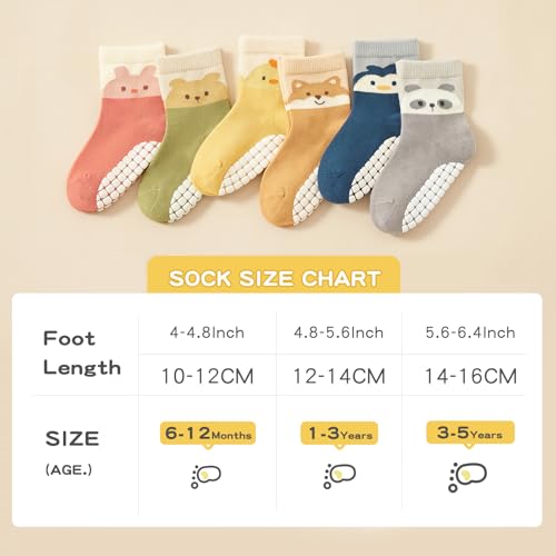 Image of Non-Slip Toddler Grip Crew Socks with Anti Skid Soles