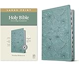 NLT Large Print Thinline Reference Holy Bible (Red Letter, LeatherLike, Floral Leaf Teal, Indexed):...