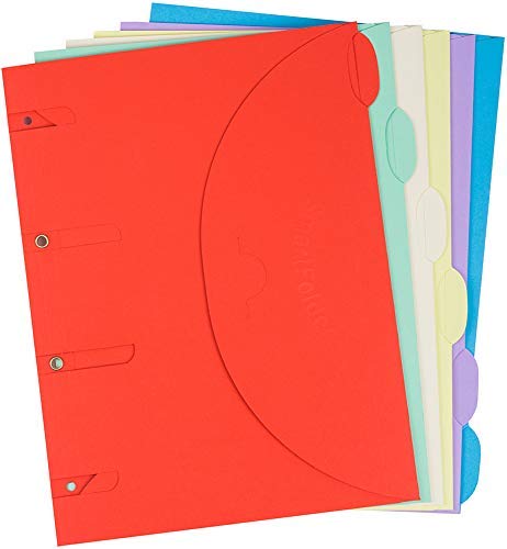 Smartfolder Es 111302- Lote de 6 Carpetas portafolios A4 con 3 solapa y perforaciones para archivo- Sistema Patentado, cierre con velcro- Subcarpetas Resistentes y Ecológicas, Colores Surtidos, 6u