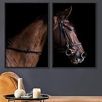 2 Piece Framed Canvas Wall Art Horse Portraiture Canvas Prints Home Artwork Decoration for Living Room,Bedroom - 16