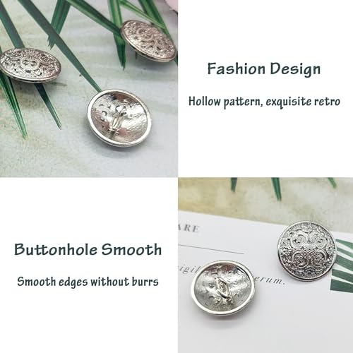 XCSJ Pack of 20 Metal Vintage Metal Buttons Eyelet Buttons Vintage Antique Metal Blazer Buttons Metal Blazer Buttons Round Metal Buttons for Coat Blazer - Image 4