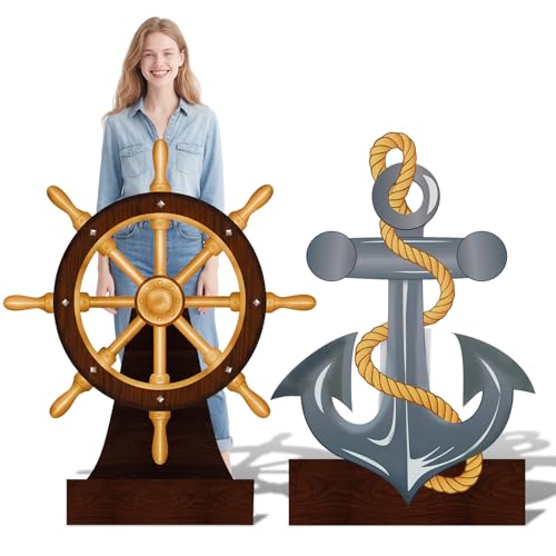 2 Pack Ship Wheel and Anchor Cutout