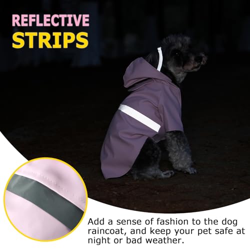 Hisprout Hund Regenmantel Atmungsaktive Leichte Haustier Regen Jacke wasserdichte Hundekleidung mit Sicherheits Reflektierende Streifen Kapuze Hund Regenmantel(Pink,M)