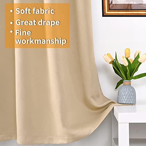 Image of YoungsTex Beige Insulated 100% Blackout Curtains 63 Inches Length for Bedroom, Thermal Black Out Drapes with Grommet Energy Saving for Living Room, 2 Panels, 42 X 63 Inch