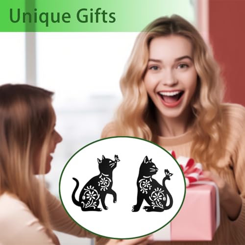 image for Hokfirm Cat Garden Decor,Metal Cat Decorative Garden Stakes for Outsid