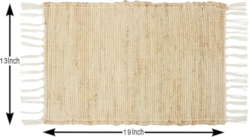 Image of The Home Talk Hand-Made Tablemat - Vintage Mats for Parties, Dining Table, Coasters - Decorative Placemats - 100% Jute Natural Fibers - Pack of 6 (13 x 19 Inches - Natural)