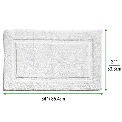 Mdesign 100% Cotton Bath Mat - Soft Hotel-Style Rectangular Bathroom Floor Rug - Plush, Water Absorbent Cloth Bathmat For Outside Bathtub/Shower - Machine Washable Cotton Bath Rug - 2 Pack - White #TOP2