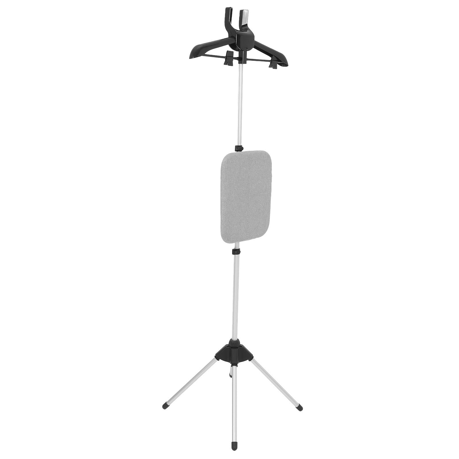 HEALLILY Soporte de Planchado Vertical Plegable Tabla Integrada | Aleación de Aluminio, Plástico y Tela, Base de Cuatro Patas Estable, Altura Regulable 90-160cm
