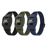 ESeekGo Elastic Bands Compatible with Garmin Vivofit Jr 3 - Colorful Nylon Stretchy Solo Loop Straps with Protective Case - Adjustable Replacement Bands for Girls and Boys