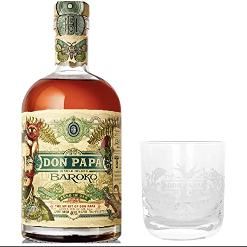 Don Papa Baroko Rum (0,7 L) 40% + drei Original Don Papa Gläsern (Tumbler) Cover