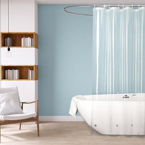 Gellmall Shower Curtains EVA Mould Resistant Waterproof Transparent Bathroom Curtains Weighted Hem Bathroom Curtains 72