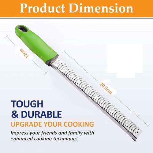 Image of Baskety Stainless Steel Zester Grater Handheld for Lemon, Cheese, Ginger, Garlic, Vegetables & Fruits - 1 Piece (Green)