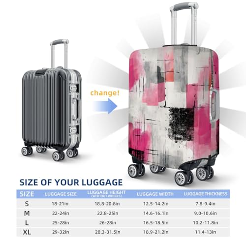 Abstact Pink Black Stretchable Luggage Covers for Suitcase TSA Approved, Dust Proof and Scratch Resistant Travel Luggage Protector for Carry On (22-24 in)4