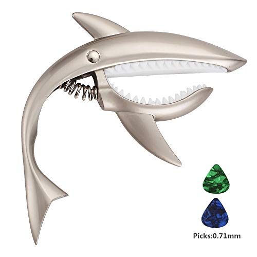 Imelod Guitarra de aleación de zinc Cejilla Shark Cejilla para guitarra acústica y eléctrica con buena sensación de la mano, sin traste y duradero(Gris)