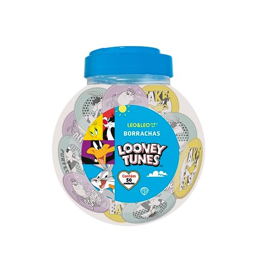 Borracha Redonda Looney Tunes Pote C/ 50 Und Estampa Sortida Leo&leo