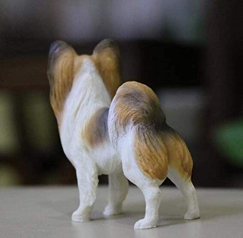 NEDLON Polyresin 764942826233 Mini Papillon Hund Figur Home Office Schreibtisch Welpe Hund Figur Dekoration Auto Armaturenbrett Grau