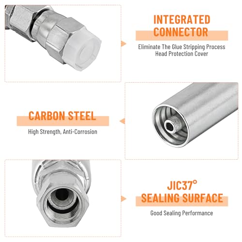 Image of 12 Pack Hydraulic Hose End Fittings: 1 /4 inch I.D. Hose x 1 /4 inch JIC 37 Female With Protection Cover Hydraulic Hose End Swivel Crimp Fitting