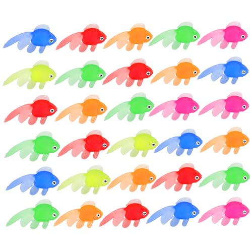 AYHYHLJZJ 30 Pièces De Poissons Artificiels Flottants Fluo Extensibles en Caoutchouc Souple, Petits Poissons Artificiels Décoratifs pour Aquarium, Jouets pour Chats, Cadeaux De Fête
