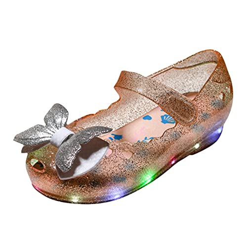 EnJoCho Children Kids Girls Sandals LED Light Luminous Shoes Casual Shoes Bow Princess Shoes Toddler Girls Sandals (Gold, 9 Years)