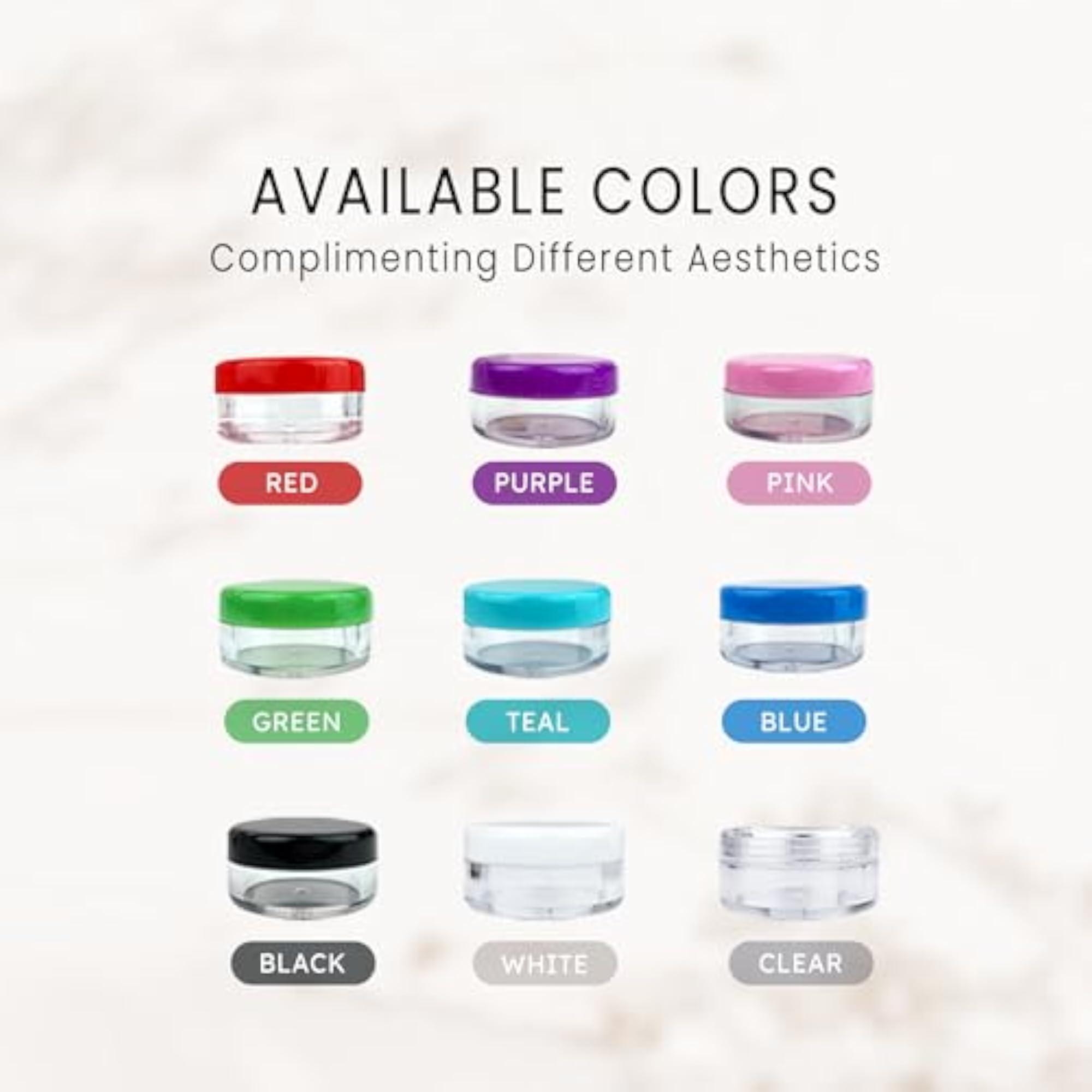 Premium Quality 5 Gram Size Black Lid Plastic Cosmetic Jar Set