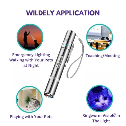 Image of USB Rechargeable Cat Laser Toy - 7-in-1 Interactive Laser Light Pointer - Multi-Pattern Lazer Lights for Cats - Cat Toys Play - Powerful Stimulation Toy with UV Light & Flashlight