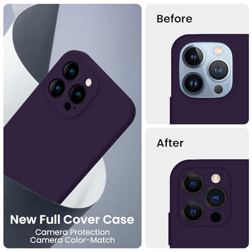 Image of FireNova Designed for iPhone 13 Pro Case, Silicone Upgraded [Camera Protection] Phone Case, Soft Anti-Scratch Microfiber Lining Inside, 6.1 inch, Purple