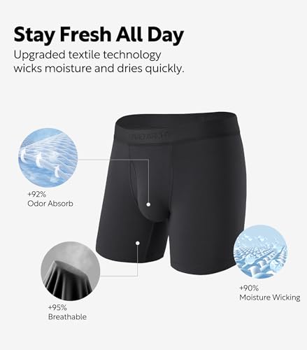 Image of DAVID ARCHY Mens Underwear Breathable Silky Soft Modal Boxer Briefs for Men Pack 4, Wide Waistband No Ride Up