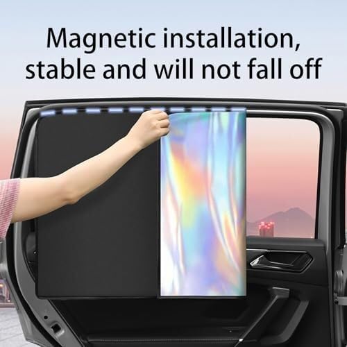Sonnenschutz Auto 4er-Pack Sonnenschutz Für Auto-Seitenfenster – Wärmeisolierend, Lichtdicht Und UV-Schutz Mit Magnetischem Design Sonnenblende(Color)