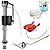 Saillong Universal Toilet Tank Replacement Kit, Include Toilet Fill Valve, 2 Inch Low Flow Toilet Rubber Flapper, Side Mount Toilet Flush Brass Handle(Dark Grey, Red,1 Set)