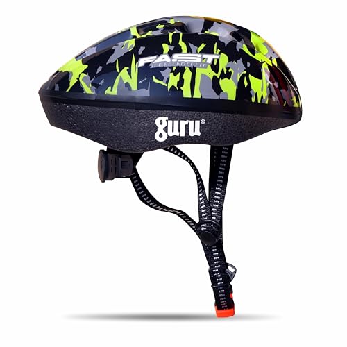 Image of GURU Cycling Helmet, Light Weight with Superior Ventilation, Helmet for Mountain, Road Bike & Skating Helmet with Premium Black EPS Foam Lining, Ideal for Adults and Kids